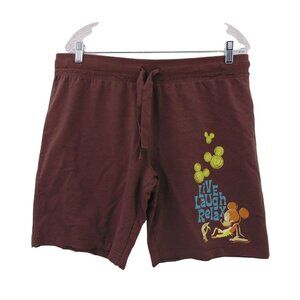 Walt Disney World Brown Knit Shorts Size L Disneyland Mickey Live Laugh Relax